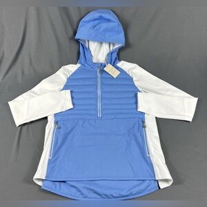 Peter Millar Womens Golf Jacket Hoodie Merge Medium Blue White Polyester